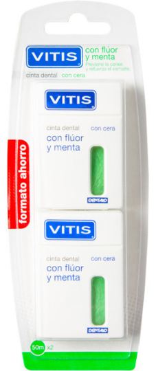 Vitis Vitis Dental Tape mit Fluor und Minze 2x50 ml