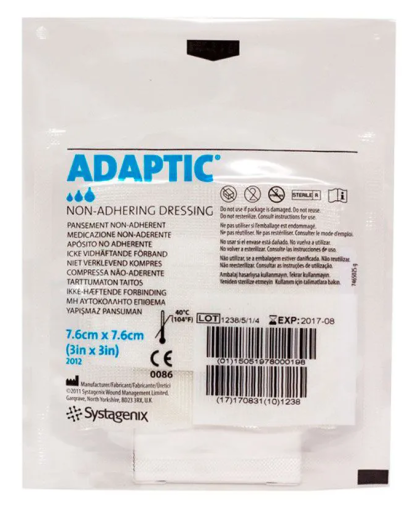 Systagenix Adaptives nicht haftendes Dressing 7,6 x 7,6 cm